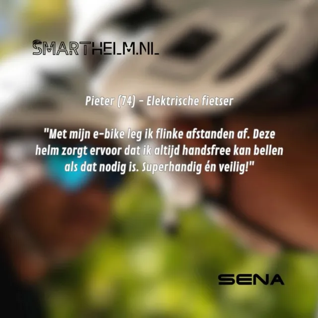 ⚡ "Met mijn e-bike leg ik flinke afstanden af. Deze helm zorgt ervoor dat ik altijd handsfree kan bellen als dat nodig is. Superhandig én veilig!" – Pieter (74)

📞 Handsfree bellen zonder af te stappen!
Met een smarthelm blijf je altijd verbonden, waar je ook fietst.

Bekijk onze collectie! 👉 smarthelm.nl

#EbikeLiefde #SmartHelm #ConnectedOpDeFiets